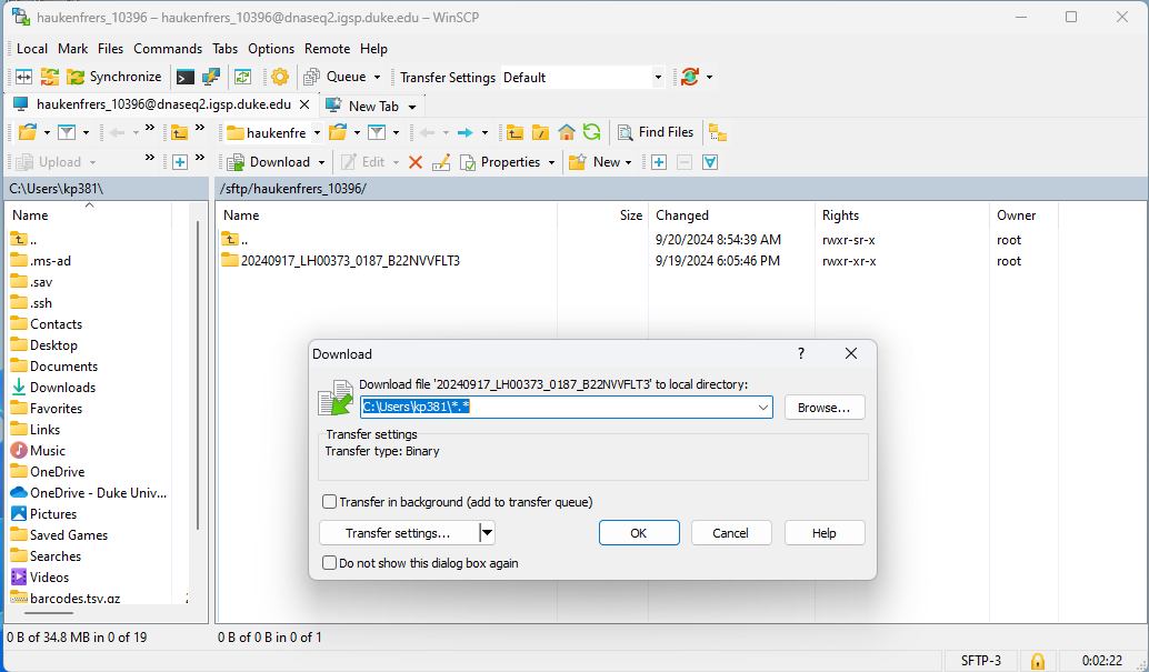 WinSCP Raw Data Download